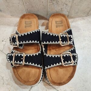 DL 1990 Women's Cubana Platform Sandals, Black, Size 7.5 (38)